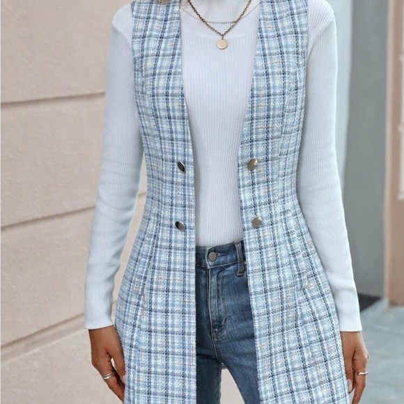 Sold out ! New plaid print sleeveless vest coat - Picture 3 of 7